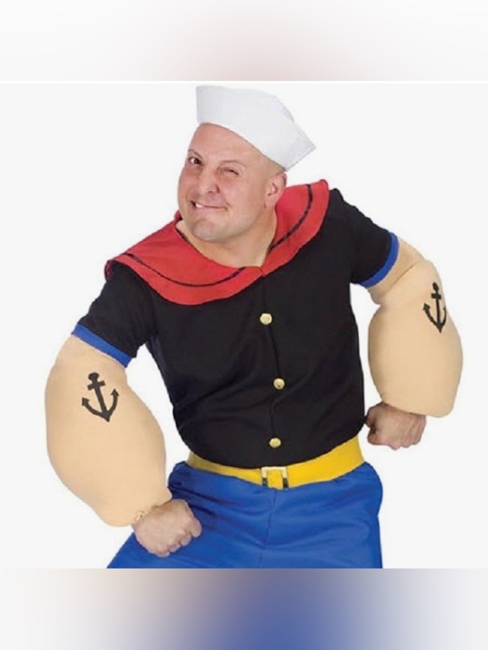 Popeye, the sailor man costume, Men size 3-XL, muscles , shirt , belt . No hat a